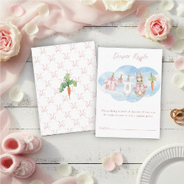 Cartão De Informações Cute Bunny Clothesline Baby Shower Diaper Raffle
