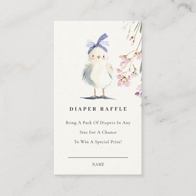 Cartão De Informações Cute Chick Farm Floral Diaper Raffle Baby Shower (Frente)