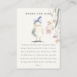 Cartão De Informações Cute Chick Watercolor Floral Books For Baby Shower