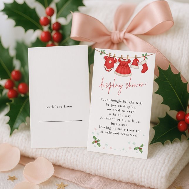 Cartão De Informações Cute Christmas Clothesline Display Baby Shower (Criador carregado)