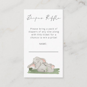 Cartão De Informações Cute Elefante Script Diaper Raffle Baby Shower Enc