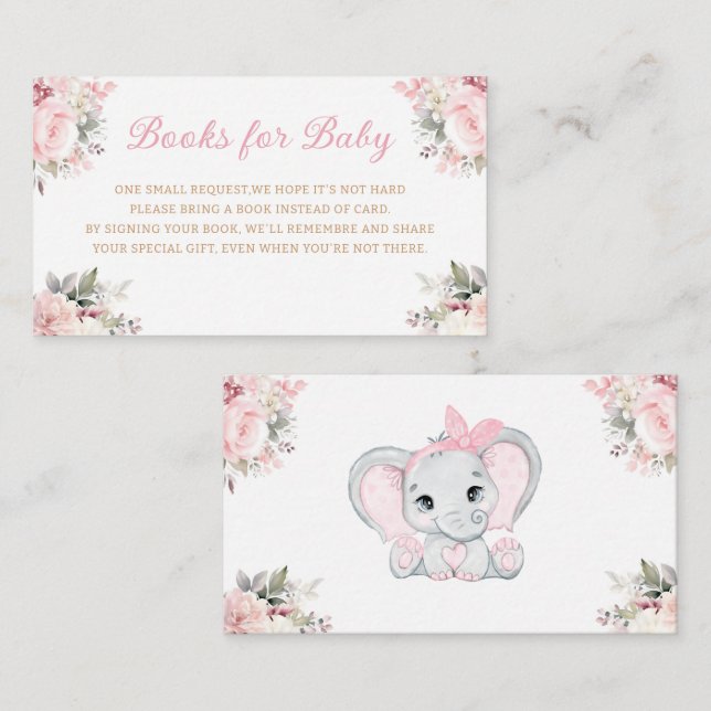 Cartão De Informações Cute elephant baby shower books for baby  (Frente/Verso)