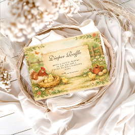 Cartão De Informações Cute Farm Chicks Baby Shower Diapper Raffle