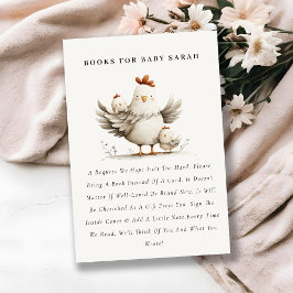 Cartão De Informações Cute Farm Mum and Baby Chick Books For Baby Shower