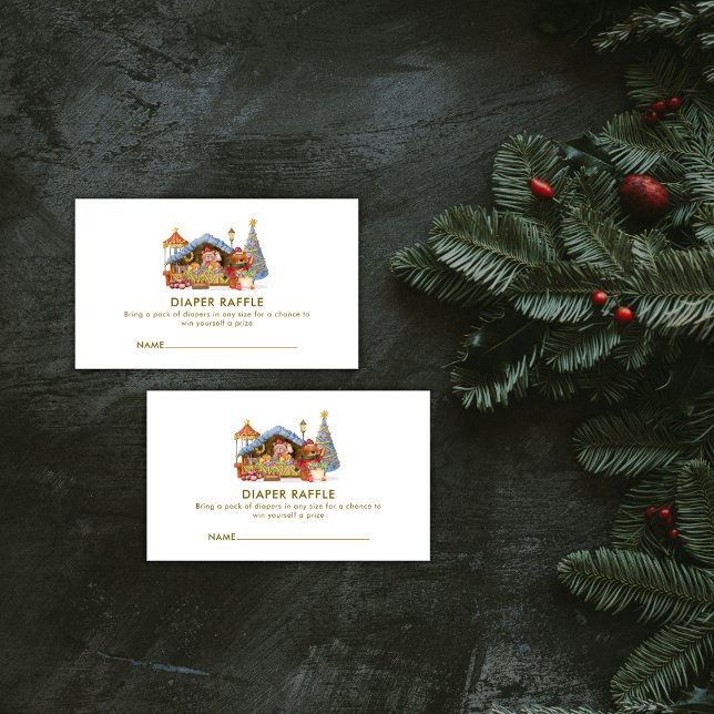 Cartão De Informações Cute Farmer Market Bear Diaper Raffle Baby Shower  (Cute Farmer Market Bear Diaper Raffle Baby Shower Enclosure Card)