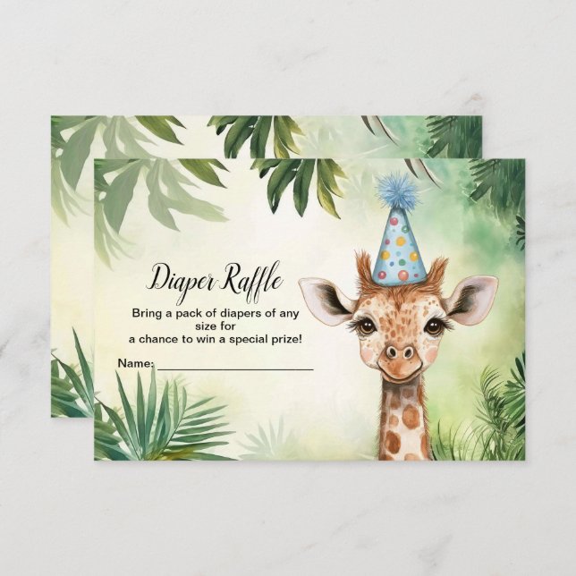 Cartão De Informações Cute Giraffe Jungle Baby Shower Party Beautiful (Frente/Verso)