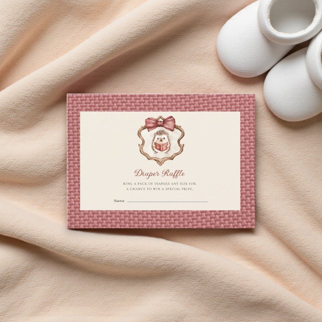 Cartão De Informações Cute Hedgehog Baby Shower Diaper Raffle  (Criador carregado)