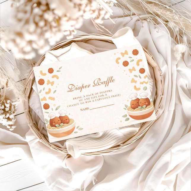 Cartão De Informações Cute Italian Little Meatball Diapper Raffle (Criador carregado)