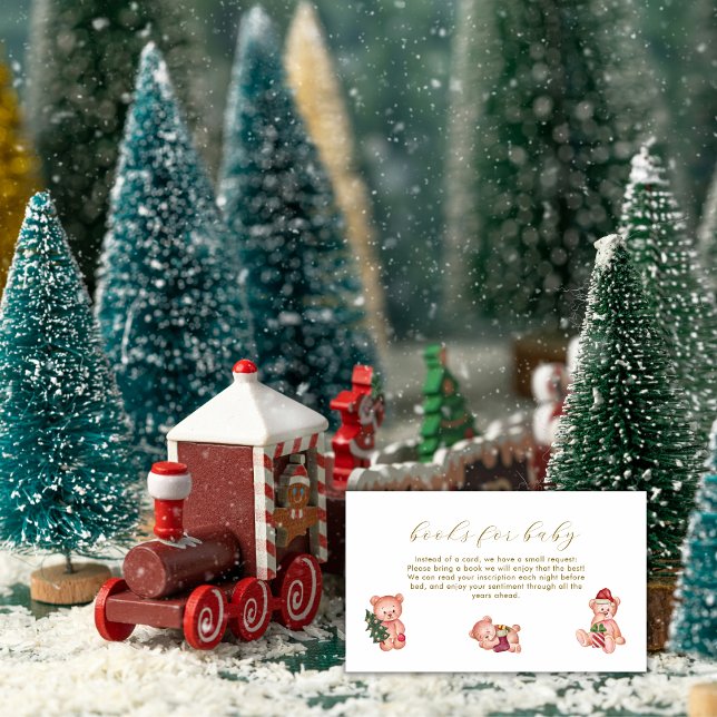 Cartão De Informações Cute It's Cold Outside Bear Books For Baby Shower  (Cute It's Cold Outside Bear Books For Baby Shower Enclosure Card)