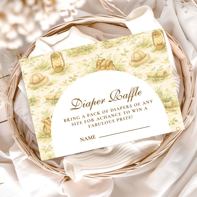 Cartão De Informações Cute Jungle Safari Diapper Raffle (Criador carregado)