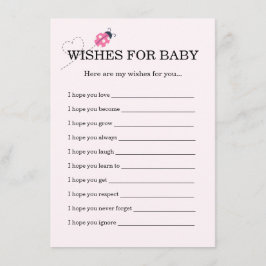 Cartão De Informações Cute Ladybug Pink Girl Baby Shower Wishes For Baby