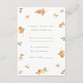 Cartão De Informações Cute Laranja Floral Boho Botânico Casamento RSVP