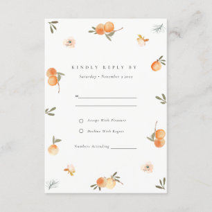 Cartão De Informações Cute Laranja Floral Boho Botânico Casamento RSVP