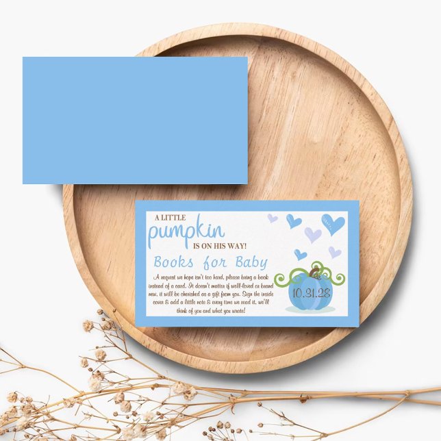 Cartão De Informações Cute Little Pumpkin Baby Shower Book Request (Criador carregado)