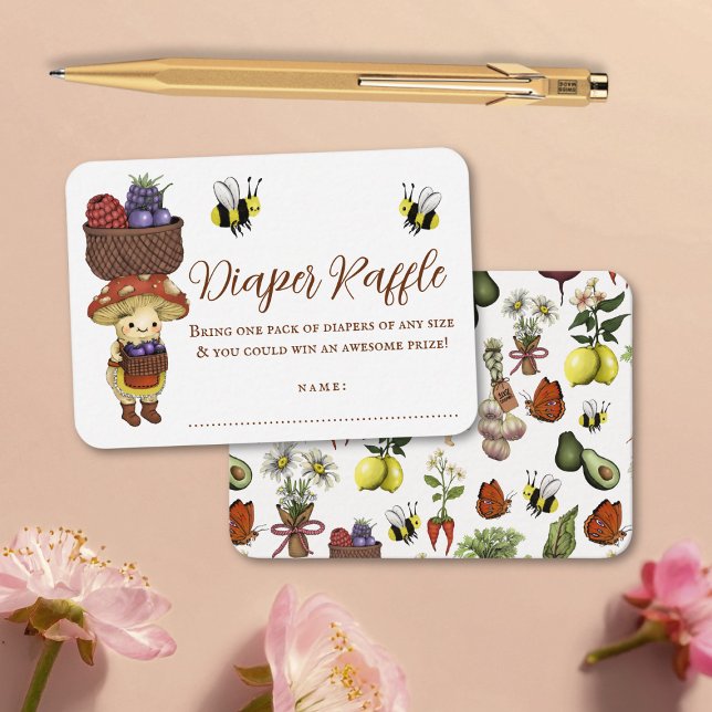 Cartão De Informações Cute Little Sprout Baby Shower Diaper Raffle (Criador carregado)