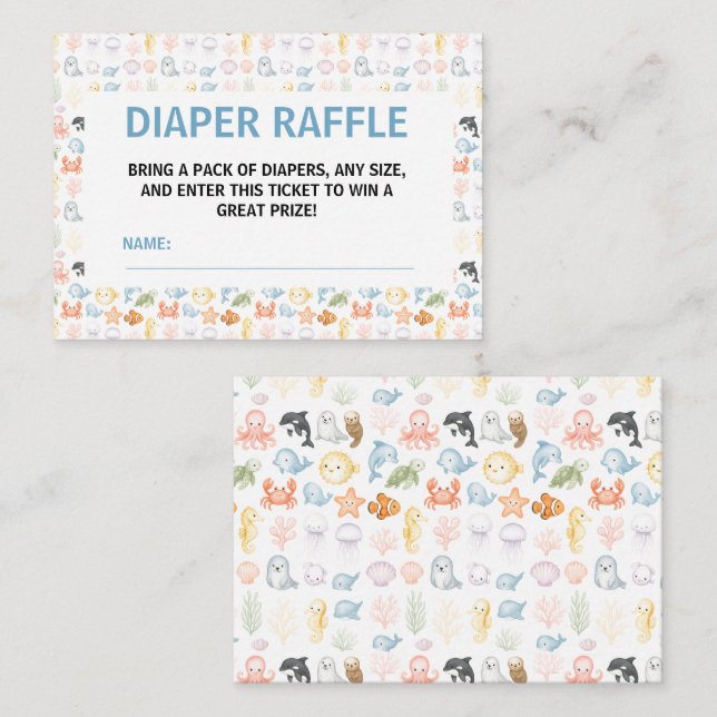Cartão De Informações Cute Ocean Under the Sea Animal Baby Shower (Frente/Verso)