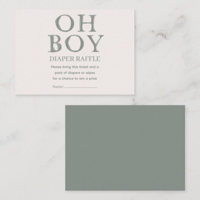 Cartão De Informações Cute Oh Boy Green Dots Minimal Diaper Raffle (Frente/Verso)