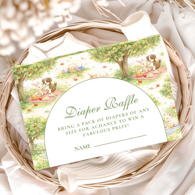Cartão De Informações Cute Pastel Barnyard Celebration Diapper Raffle (Criador carregado)