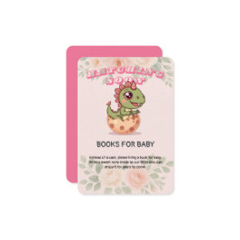 Cartão De Informações Cute Pink Dino Hatching Soon