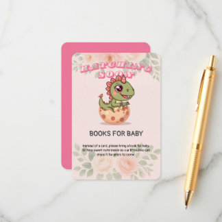 Cartão De Informações Cute Pink Dino Hatching Soon