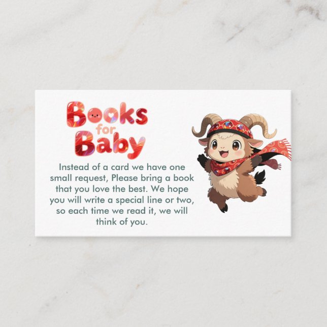 Cartão De Informações Cute Ram Winter Books for Baby Card (Frente)