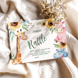 Cartão De Informações Cute Safari Animal Greenery Chá de fraldas