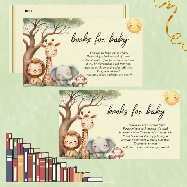 Cartão De Informações Cute Safari Animals gender neutral books for baby (Criador carregado)
