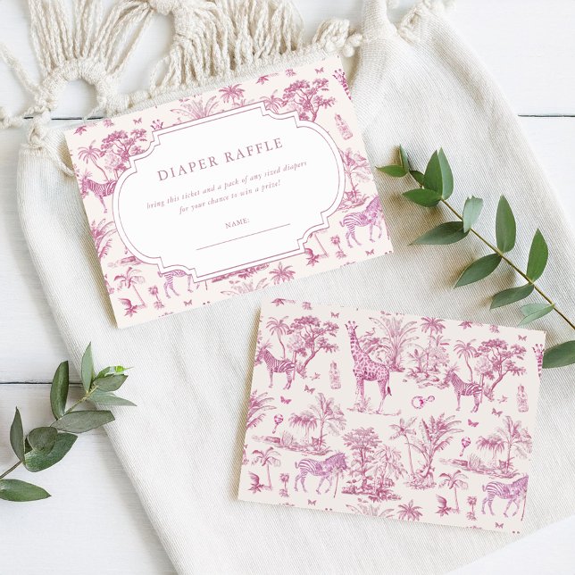 Cartão De Informações Cute Safari Toile de Jouy | Fralda Raffle (Criador carregado)