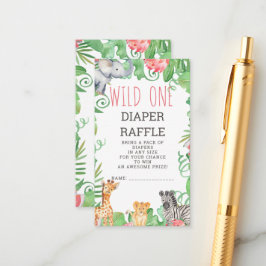 Cartão De Informações Cute Safari Wild One Chá de fraldas Raffle