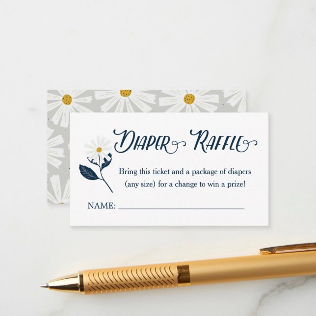 Cartão De Informações Cute Scandi Daisy Fralda Raffle Ticket C (Frente/Verso In Situ)