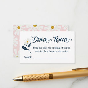Cartão De Informações Cute Scandi Daisy Fralda Raffle Ticket C