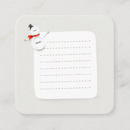 Cartão De Informações Cute Snowman Button Design Holiday Enclosure Card