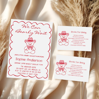 Cartão De Informações Cute Teddy Bear Baby Shower Books for Baby