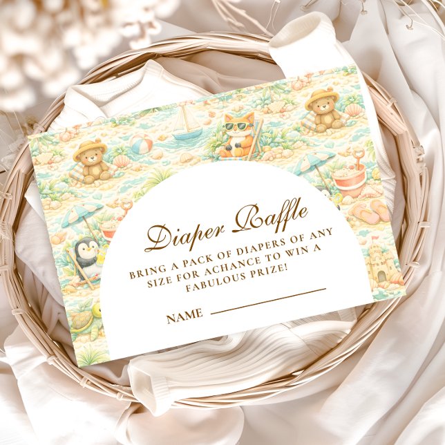 Cartão De Informações Cute Tropical Animal Party Diapper Raffle (Criador carregado)