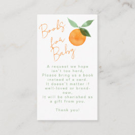 Cartão De Informações Cute Watercolor Orange Books For Baby Shower