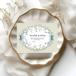 Cartão De Informações Cute Watercolor Squirrel Gingham Diaper Raffle 