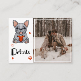 Cartão De Informações Cute Whimsical French Bulldog QR code Foto: