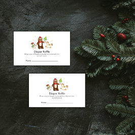 Cartão De Informações Cute Winter Bear Snowman Diaper Raffle Baby Shower