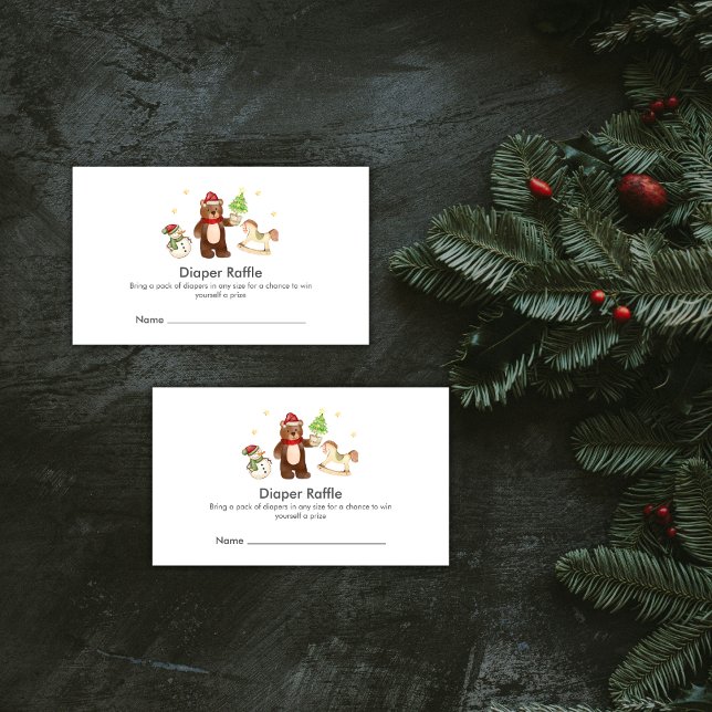 Cartão De Informações Cute Winter Bear Snowman Diaper Raffle Baby Shower (Cute Winter Bear Snowman Diaper Raffle Baby Shower Enclosure Card)