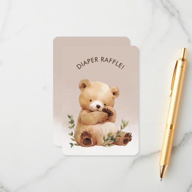 Cartão De Informações Cutie Bear Bear Fralda Raffle (Frente/Verso In Situ)
