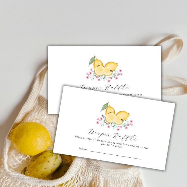 Cartão De Informações Cutie Lemon Citrus Fralda Raffle Chá de fraldas (Cutie Lemon Citrus Diaper Raffle Baby Shower Enclosure Card)