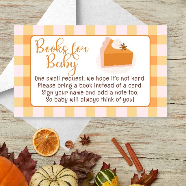 Cartão De Informações Cutie Pie Gingham Fall Chá de fraldas Livros para  (Cutie Pie Gingham Fall Baby Shower Books for Baby Enclosure Card)