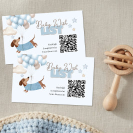 Cartão De Informações Dachshund QR Code Baby Registry Website Blue
