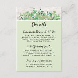 Cartão De Informações Dados / Direções da Madeira e Eucalyptus