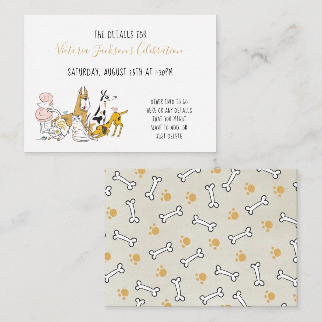 Cartão De Informações Dados escolares relativos a gatos e aves (Frente/Verso)