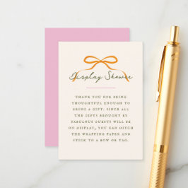 Cartão De Informações Dainty Orange Bow Baby Display Shower