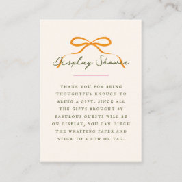 Cartão De Informações Dainty Orange Bow Baby Display Shower