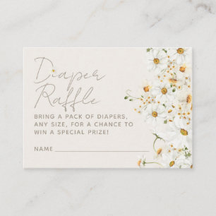 Cartão De Informações Daisy Boho Wildflower Chá de fraldas Fralda Raffle