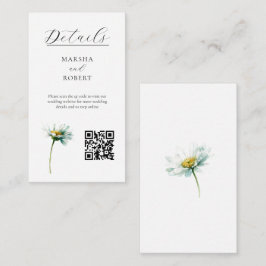 Cartão De Informações Daisy Elegant Watercolor Floral QR Code