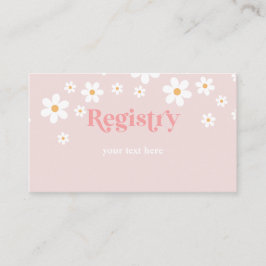 Cartão De Informações Daisy Pink Retro Chá de fraldas Registry